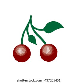 Triangle art cherry vector lowpoly illustartion eps10 isolated on white background.