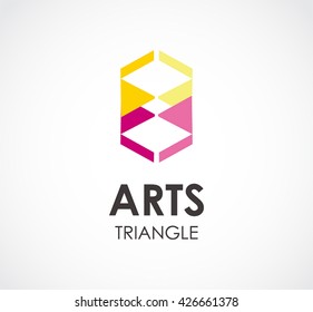 Triangle art of hexagon abstract vector and logo design or template decorative business icon of company identity symbol concept