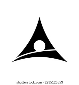 Triangle art logo vector design with golf ball in black and white color