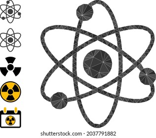Triangle atom electrons polygonal symbol illustration, and similar icons. Atom Electrons is filled with triangles. Low-poly atom electrons combined with random filled triangles.