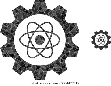 Triangle atomic industry polygonal icon illustration. Atomic Industry lowpoly icon is filled with triangles. Flat filled geometric mesh image based on atomic industry icon.