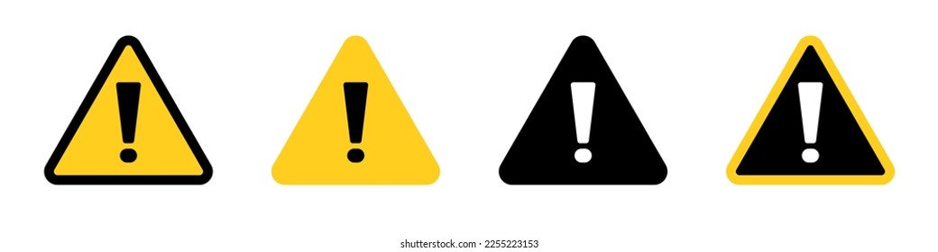 Juego de iconos de atención triangular. Peligro y advertencia. Iconos del punto de exclamación. Vector.