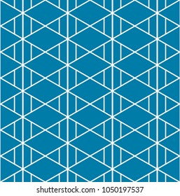 Triangle Aztec Indigo Blue Pattern Seamless Background. Vector Illustration.
