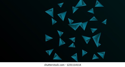 Triangle background. Abstract composition of triangular pyramids. 3D vector illustration . Modern geometric background.  Emerald  three-dimensional triangular pyramids in space.