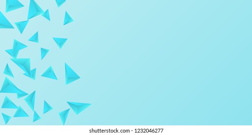 Triangle background. Abstract composition of triangular pyramids. Futuristic geometric background.  3D vector illustration . Blue  three-dimensional triangular pyramids in space.