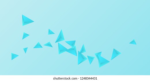 Triangle background. Abstract composition of triangular pyramids. Minimal geometric background.  3D vector illustration . Blue  three-dimensional triangular pyramids in space.