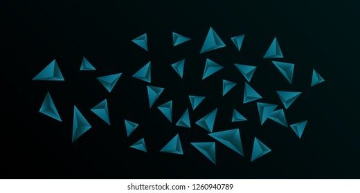 Triangle background. Abstract composition of triangular pyramids. Creative geometric background.  3D vector illustration . Emerald  three-dimensional triangular pyramids in space.