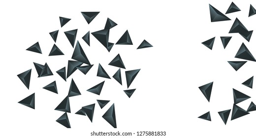 Triangle background. Abstract composition of triangular pyramids. 3D vector illustration . Minimal geometric background.  Blask  three-dimensional triangular pyramids in space.