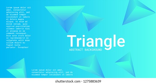 Triangle background. Abstract composition of triangular pyramids. Minimal geometric background.  3D vector illustration . Blue  three-dimensional triangular pyramids in space.