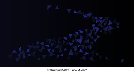 Triangle background. Abstract composition of triangular pyramids. Minimal geometric background.  3D vector illustration . Indigo  three-dimensional triangular pyramids in space.