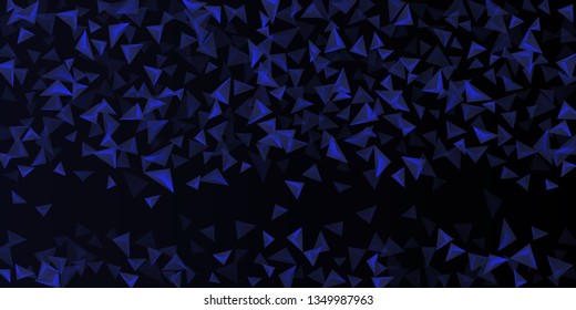 Triangle background. Abstract composition of triangular pyramids. 3D vector illustration . Futuristic geometric background.  Indigo  three-dimensional triangular pyramids in space.