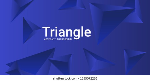 Triangle background. Abstract composition of triangular pyramids. 3D vector illustration . Futuristic geometric background.  Blue  three-dimensional triangular pyramids in space.