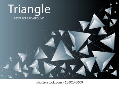 Triangle background. Abstract composition of triangular pyramids. 3D vector illustration . Minimal geometric background.