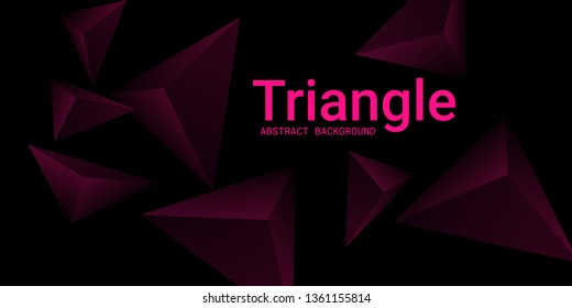 Triangle background. Abstract composition of triangular pyramids. 3D vector illustration . Modern geometric background.  Mangent  three-dimensional triangular pyramids in space.