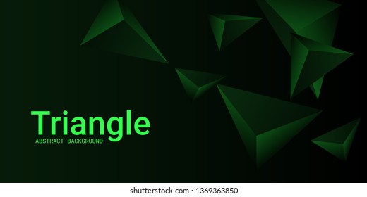 Triangle background. Abstract composition of triangular pyramids. Futuristic geometric background.  3D vector illustration . Emerald  three-dimensional triangular pyramids in space.