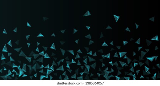 Triangle background. Abstract composition of triangular pyramids. Creative geometric background.  3D vector illustration . Turquoise  three-dimensional triangular pyramids in space.