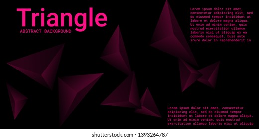 Triangle background. Abstract composition of triangular pyramids. Creative geometric background.  3D vector illustration . Mangent  three-dimensional triangular pyramids in space.