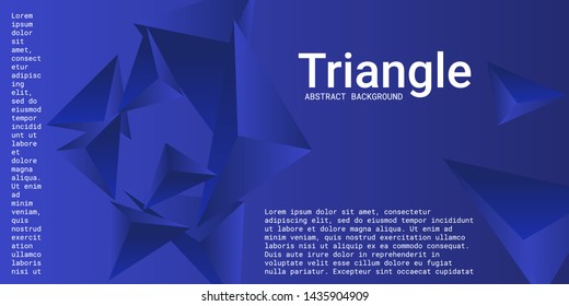 Triangle background. Abstract composition of triangular pyramids. 3D vector illustration . Creative geometric background.  Blue  three-dimensional triangular pyramids in space.