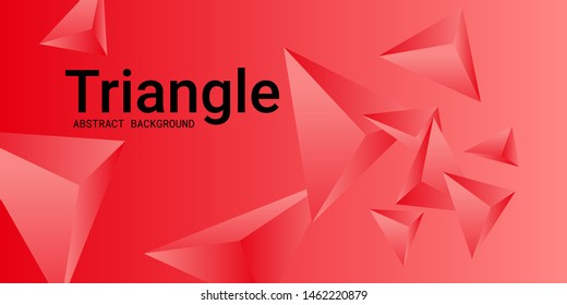 Triangle background. Abstract composition of triangular pyramids. Modern geometric background.  3D vector illustration . Red  three-dimensional triangular pyramids in space.