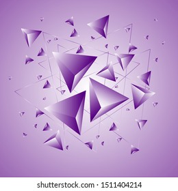 Triangle background. Abstract composition of triangular pyramids. Creative geometric background. 3D vector illustration .