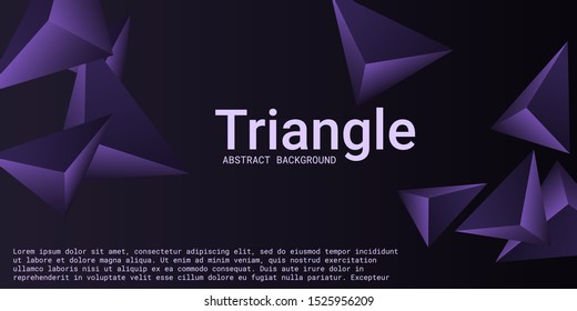Triangle background. Abstract composition of triangular pyramids. 3D vector illustration . Creative geometric background.  Violet  three-dimensional triangular pyramids in space.