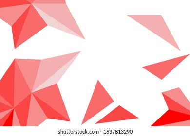 Triangle background. Abstract composition of triangular pyramids. Red three-dimensional triangular pyramids in space.