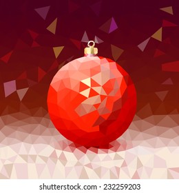 Triangle background with bright Christmas ball. Vector illustration