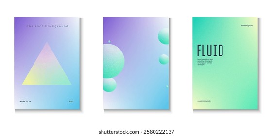 Triangle Background. Creative Placard. Purple Noise Gradient Set. Vibrant Poster. Geometric Circle Collection. Abstract Shape. Grainy Minimal Design. Blue Triangle Background