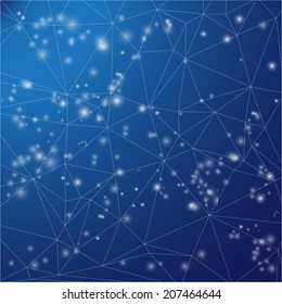 Triangle background. Deep sky view. Night stars on dark blue background. Web, mobile, websites design backdrop.