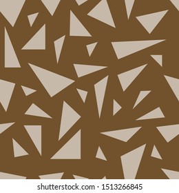 Triangle background. Seamless pattern. Geometric abstract texture. Brown and beige colors. Polygonal mosaic style. Vector illustration.