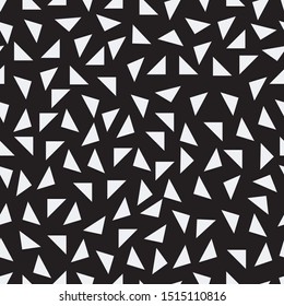 Triangle background. Seamless pattern. Geometric abstract texture. White and black colors. Polygonal mosaic style. Vector illustration.
