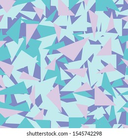 Triangle background. Seamless pattern. Geometric abstract texture. Blue and pink soft pastel colors. Polygonal mosaic style. Vector illustration.