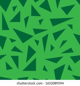 Triangle background. Seamless pattern. Geometric abstract texture. Green colors. Polygonal mosaic style. Vector illustration.