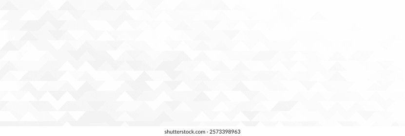 Triangle background. White minimal texture for website, brochure, banner. Neutral abstract mosaic. Geometric wallpaper with light gradient. Smooth triangular template. Vector illustration.