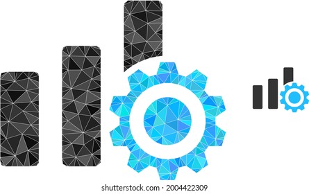Triangle bar chart settings polygonal icon illustration. Bar Chart Settings lowpoly icon is filled with triangles. Flat filled abstract mesh symbol based on bar chart settings icon.