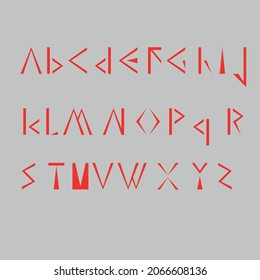triangle basic alphabet, red color font a to z