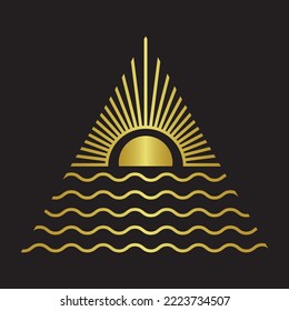 triangle beach sun set minimalist logo