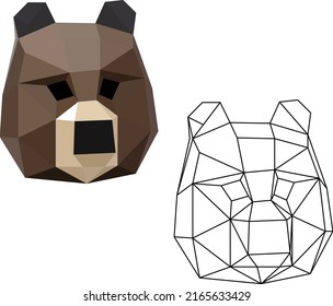 triangle bear head, geometric logo
