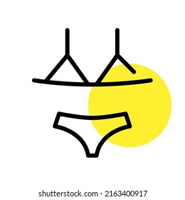 Triángulo bikini para vacaciones en la playa. Icono de línea de dibujo de píxeles perfecto, modificable