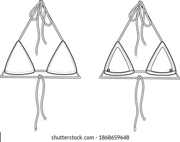 Triangle bikini top vector. Swimsuit top vector.