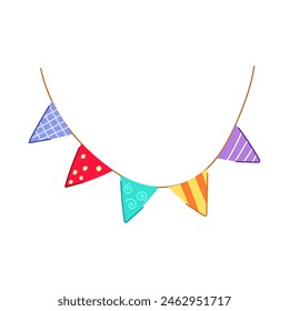 triangle birthday flags cartoon. anniversary event, card carnival, greeting fun triangle birthday flags sign. isolated symbol vector illustration