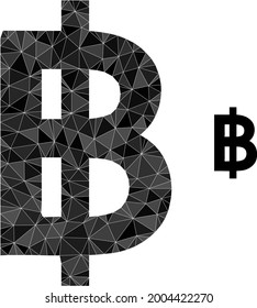 Triangle bitcoin currency polygonal icon illustration. Bitcoin Currency lowpoly icon is filled with triangles. Flat filled abstract mesh symbol based on bitcoin currency icon.