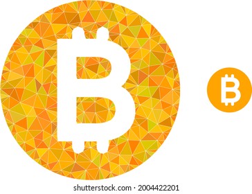 Triangle bitcoin gold coin polygonal icon illustration. Bitcoin Gold Coin lowpoly icon is filled with triangles. Flat filled abstract mesh image based on bitcoin gold coin icon.