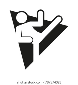 Triangle Block Karate Kick Outline Sport Figure Symbol Vector Illustration