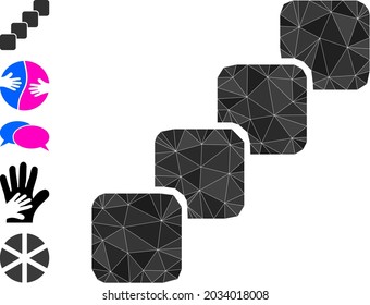 Triangle blockchain polygonal icon illustration, and similar icons. Blockchain is filled with triangles. Lowpoly blockchain constructed with random filled triangles.