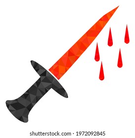 Triangle blood sword polygonal icon illustration. Blood Sword lowpoly icon is filled with triangles. Flat filled abstract mesh symbol based on blood sword icon.