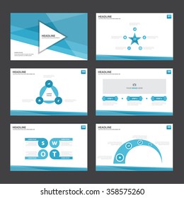 Triangle Blue presentation template Infographic elements flat design set for brochure flyer leaflet marketing advertising