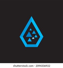Triangle blue pyramid diamond logo vector image