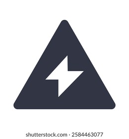 Triangle Bolt Icon Black and White Vector Graphic