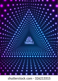 Triangle Border with Light Effects. Concept for party flyers, music posters and disco graphic design. Vector illustration.